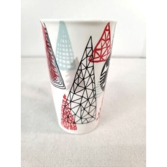 STARBUCKS 16 oz Coffee Mug Cup Tall Latte Handled Christmas Trees Holiday 2017 - Picture 3 of 4